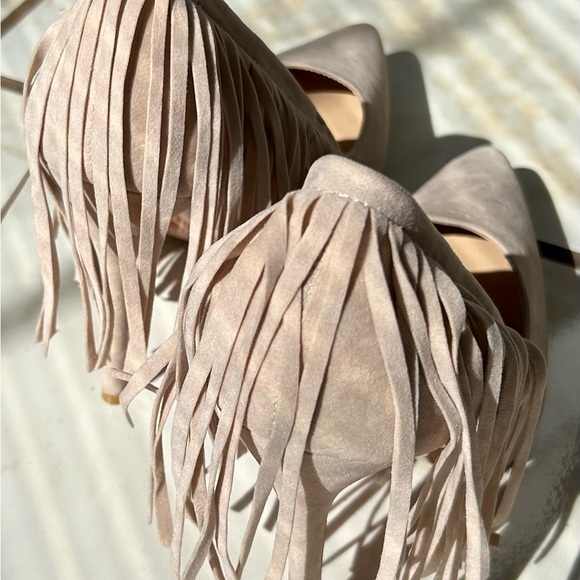 Cream Fringed Heels - Picture 2 of 6